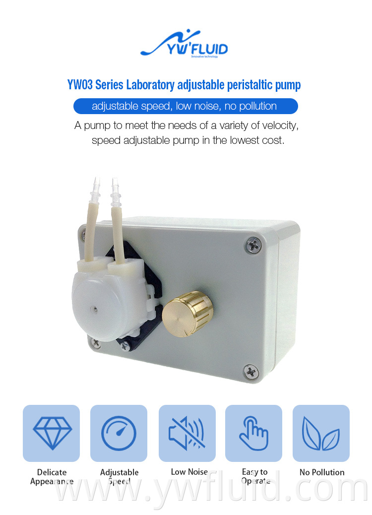 YWfluid Ajustable Flow rate 0~100ml/min Multipurpose Micro Dosing Peristaltic pump with Stepper motor used for lab equipment